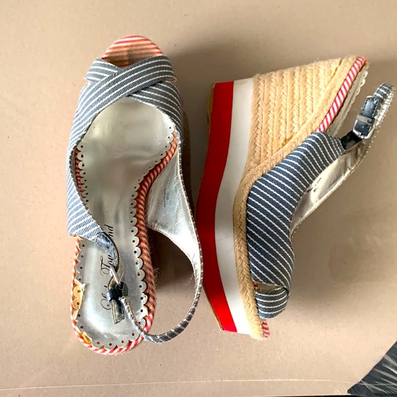 Lulu Townsend Red, White, and Blue Wedge Heels - Picture 2 of 7